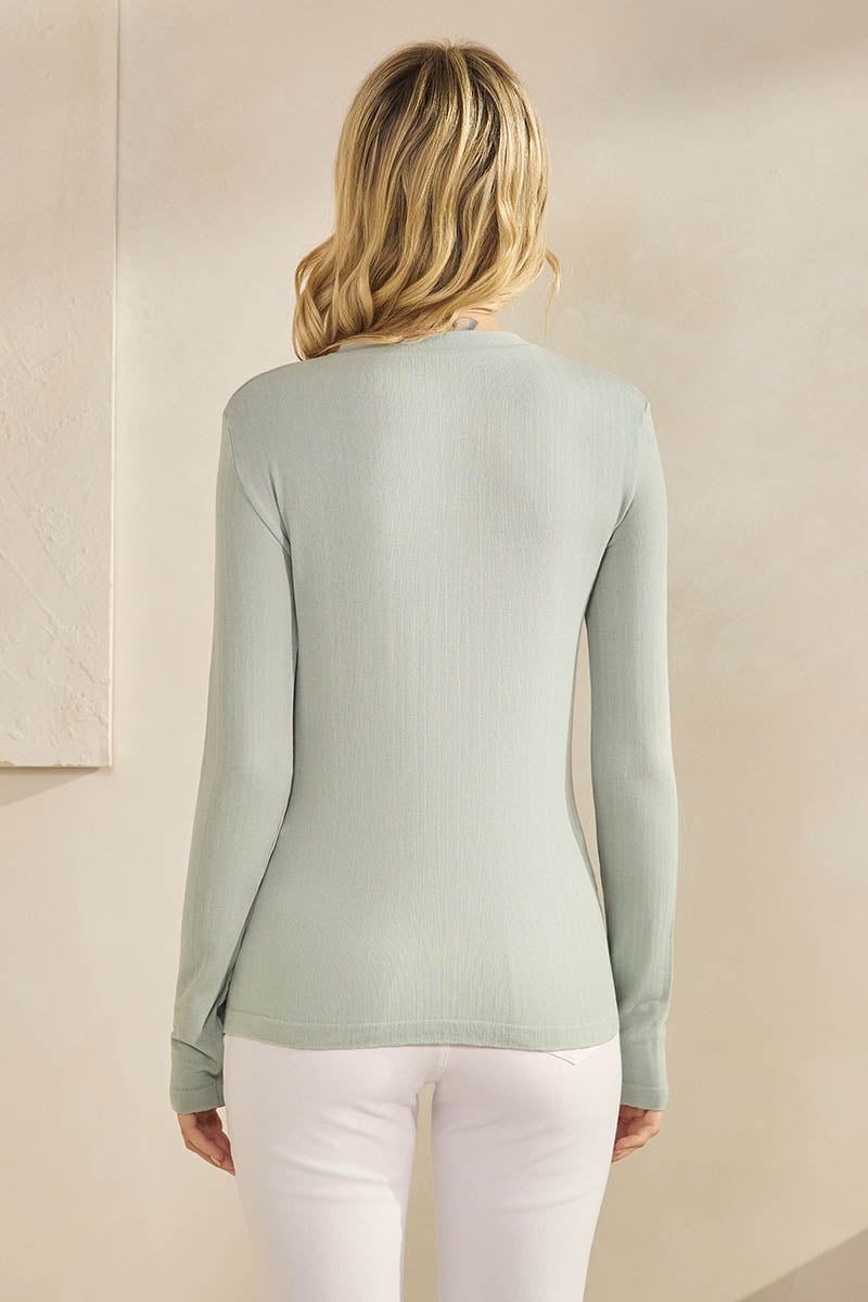 Women's Seamlessly Soft Ribbed Modal Mock Neck Long Sleeve Top