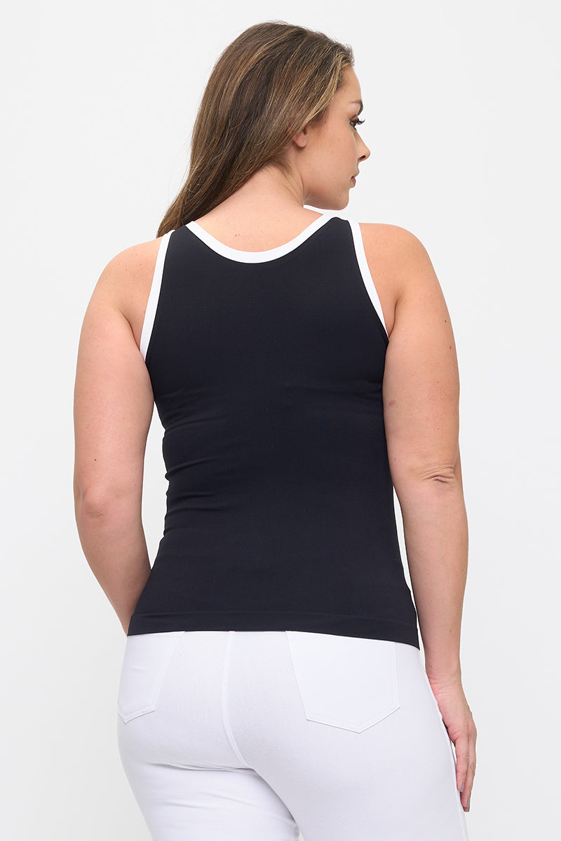 Reversible High Neck Contrast Trim Tank Top