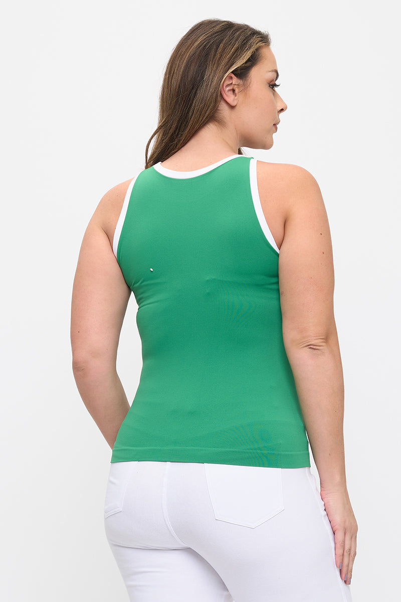 Reversible High Neck Contrast Trim Tank Top