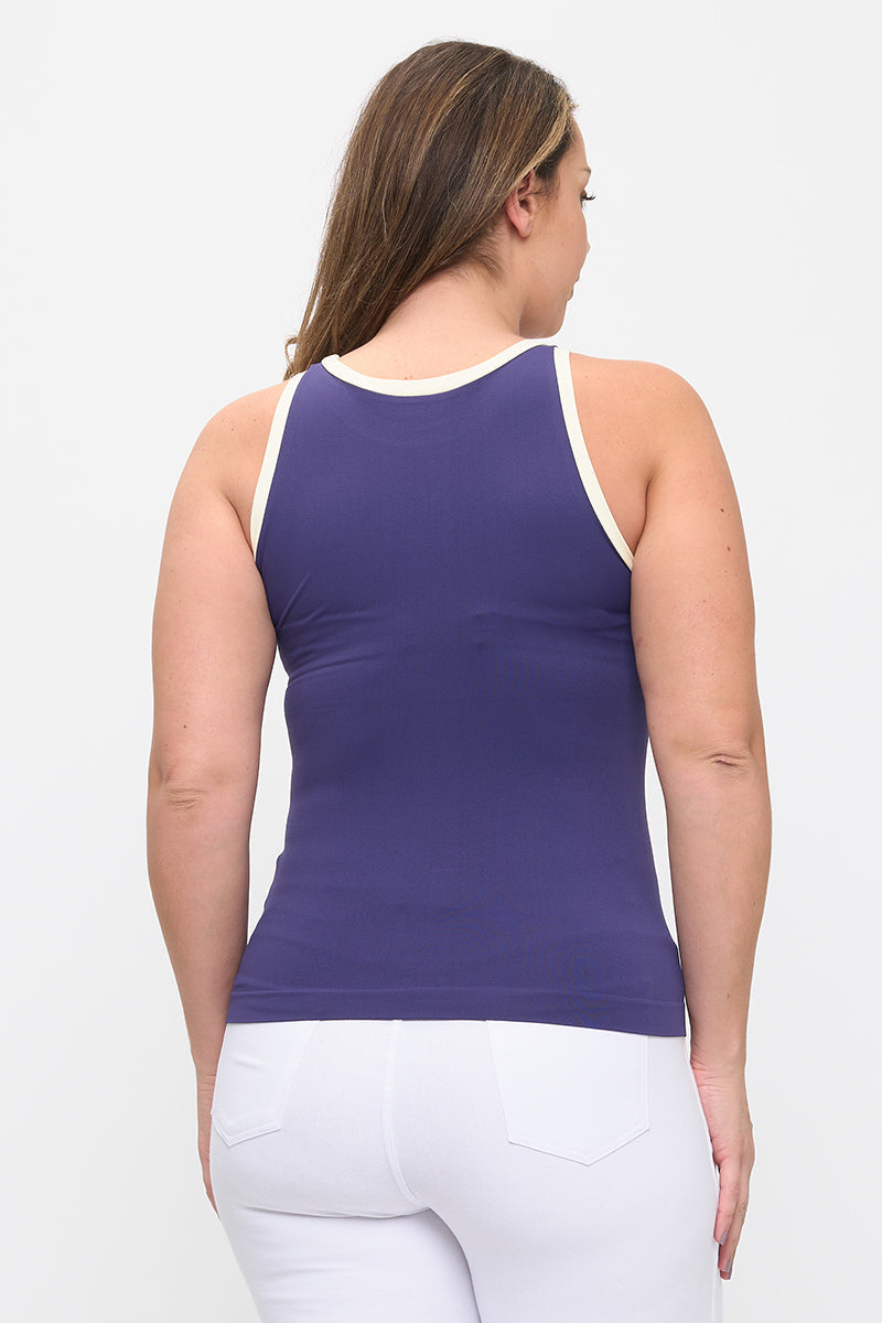 Reversible High Neck Contrast Trim Tank Top