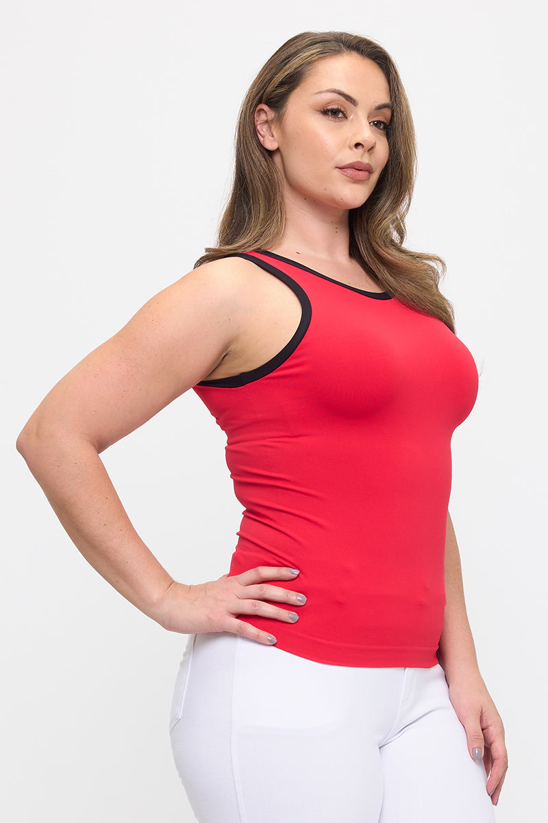 Reversible High Neck Contrast Trim Tank Top