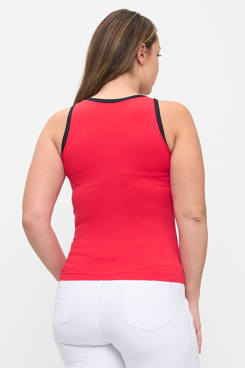 Reversible High Neck Contrast Trim Tank Top