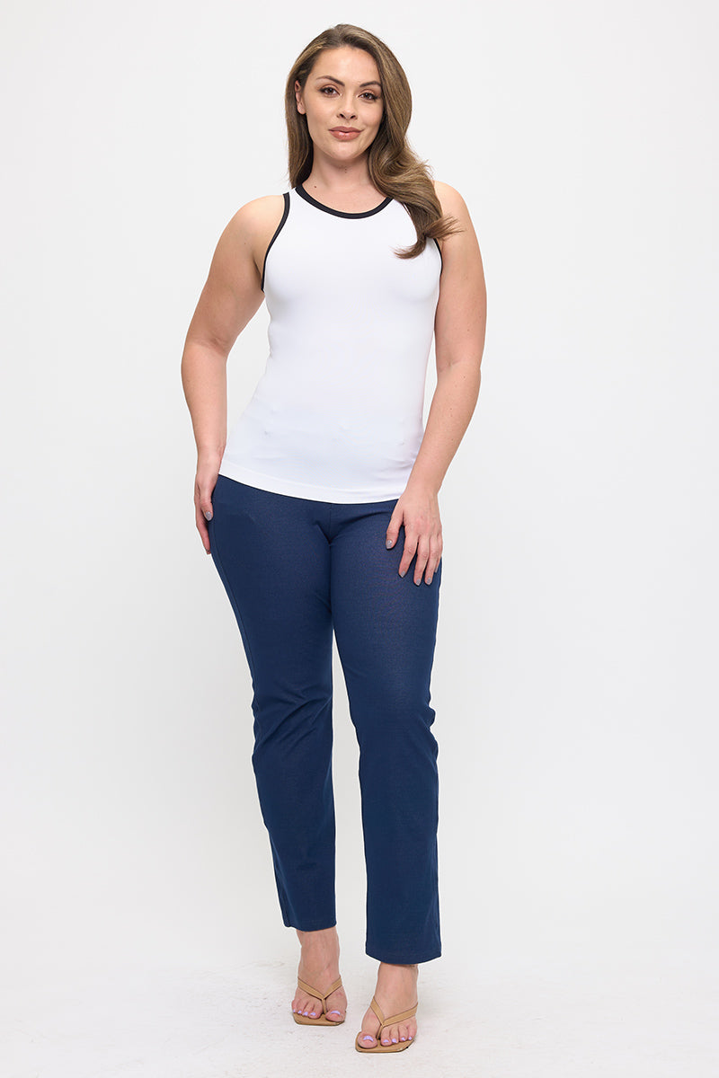 Reversible High Neck Contrast Trim Tank Top