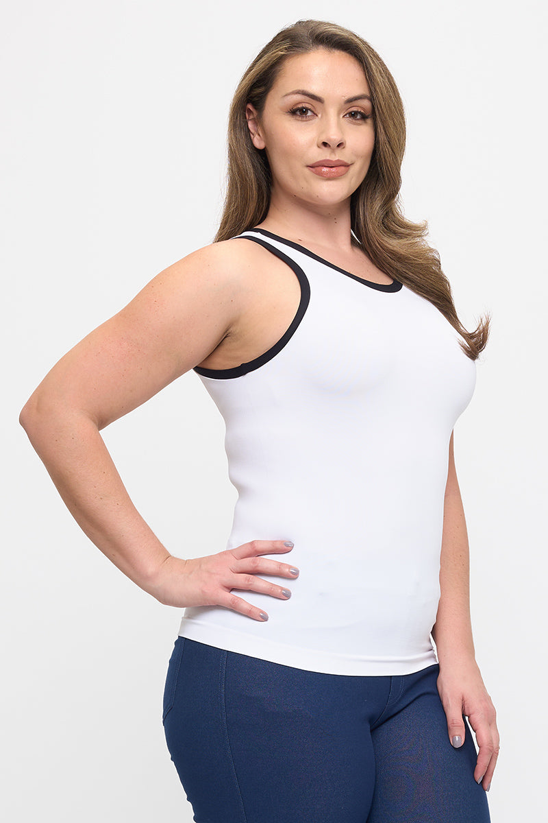 Reversible High Neck Contrast Trim Tank Top