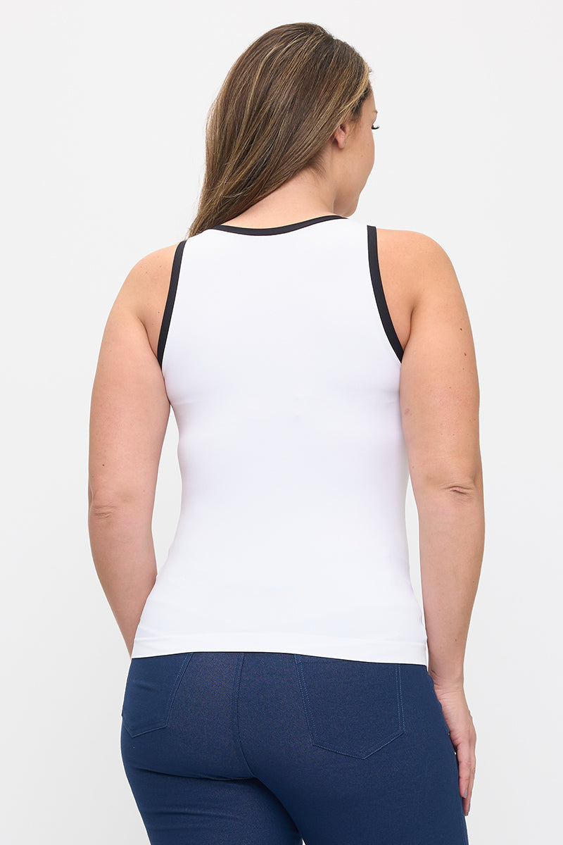 Reversible High Neck Contrast Trim Tank Top