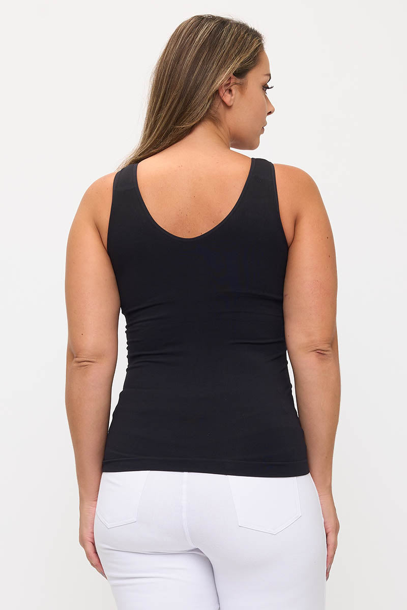Seamless U/V-Neckline Tank with Built-In Bra