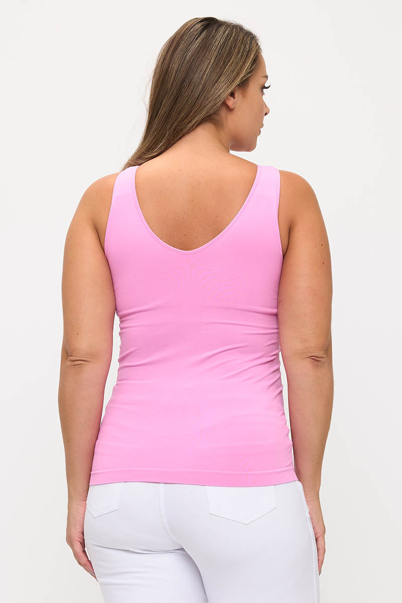 Seamless U/V-Neckline Tank with Built-In Bra