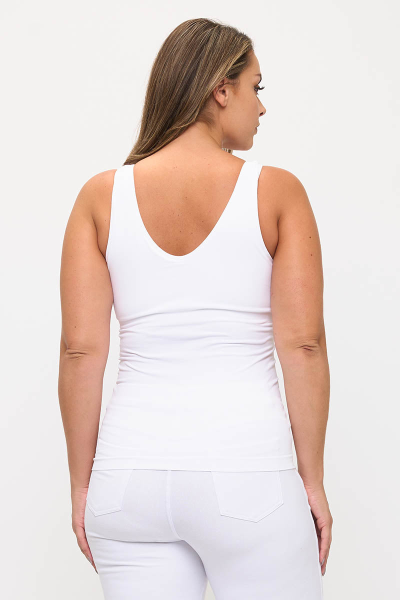 Seamless U/V-Neckline Tank with Built-In Bra