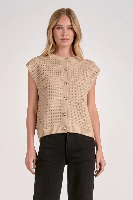 Ayla Chunky Knit Button-Front Vest