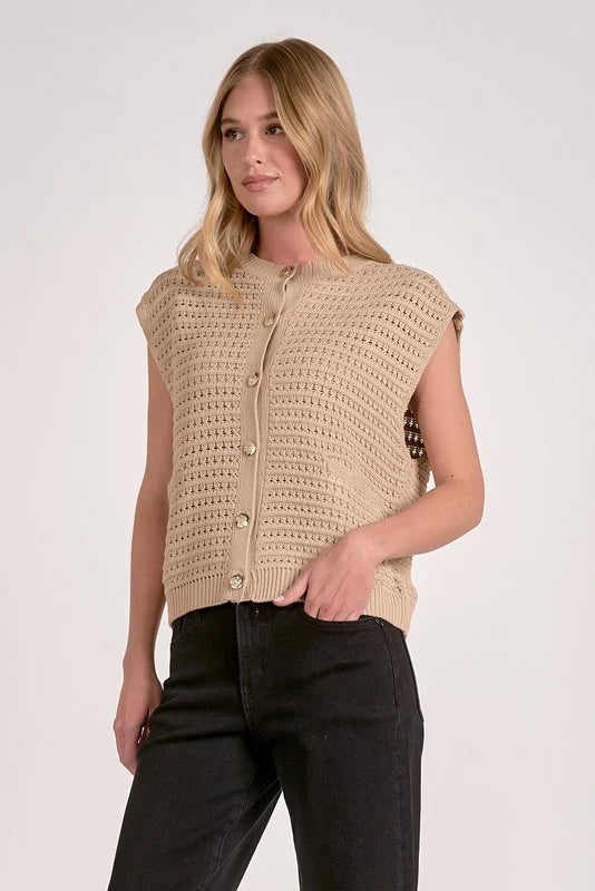 Ayla Chunky Knit Button-Front Vest