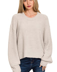 Oversized Balloon Sleeve Sweater (b)