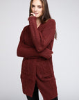 Twist Knitted Open Front Cardigan With Pockets