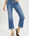 Button Fly Cropped Bootcut Jeans