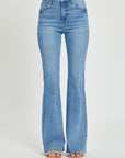 High Rise Raw Cut Hem Bootcut Jeans