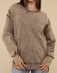 Acid Wash French Terry Exposed-Seam Sweatshirt