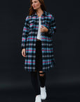 Cozy Navy & Pink Long Plaid Flannel