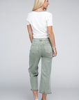 Acid Washed High Waist Frayed Hem Straight Pants