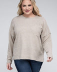 Plus Ribbed Brushed Melange Hacci Sweater