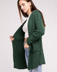 Hooded Open Front Sweater Cardigan