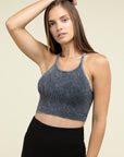 Washed Ribbed Seamless Cropped Cami Top