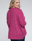 Plus Brushed Melange Drop Shoulder Sweater