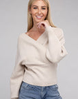 Viscose Cross Wrap Pullover Sweater