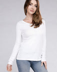 Cotton V-Neck Long Sleeve T-Shirt