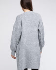 Twist Knitted Open Front Cardigan With Pockets