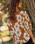Floral Printed 3/4 Sleeve Blouse