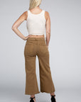 Acid Washed High Waist Frayed Hem Straight Pants