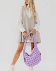 Lavender Quilted Hobo Tote Bag