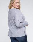 Plus Ribbed Brushed Melange Hacci Sweater