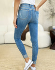 Judy Blue Mid Rise Cuff Skinny Jeans