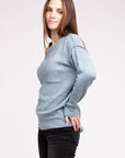 Melange Hi-Low Hem Round Neck Sweater