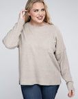 Plus Ribbed Brushed Melange Hacci Sweater