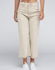 Acid Washed High Waist Frayed Hem Straight Pants