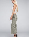 Acid Washed High Waist Frayed Hem Straight Pants