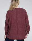 Plus Brushed Melange Drop Shoulder Sweater