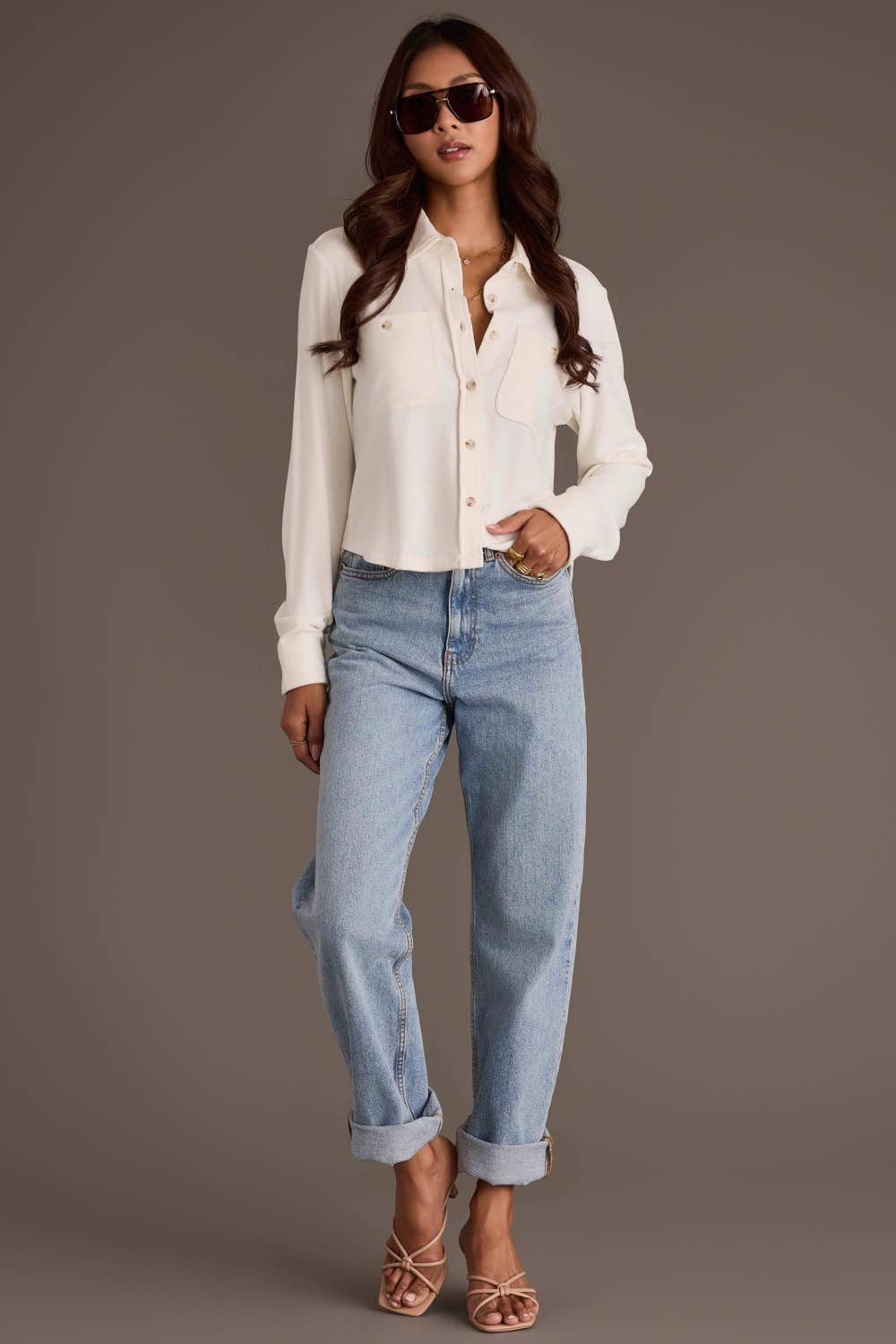 Ivory Soft Cropped Button-Up 🤍✨
