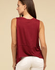 Shark Bite Side Slit Short Sleeveless Top