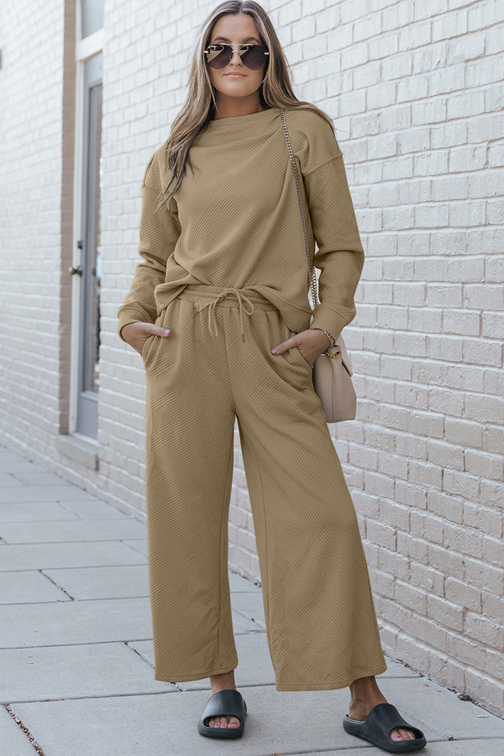 Textured Top and Pants Set