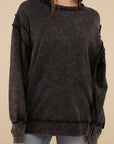 Acid Wash French Terry Exposed-Seam Sweatshirt