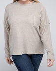 Plus Ribbed Brushed Melange Hacci Sweater