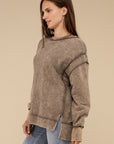 Acid Wash French Terry Exposed-Seam Sweatshirt