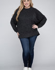 Plus Brushed Melange Drop Shoulder Sweater