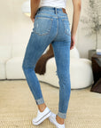 Judy Blue Mid Rise Cuff Skinny Jeans