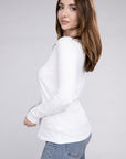 Cotton V-Neck Long Sleeve T-Shirt