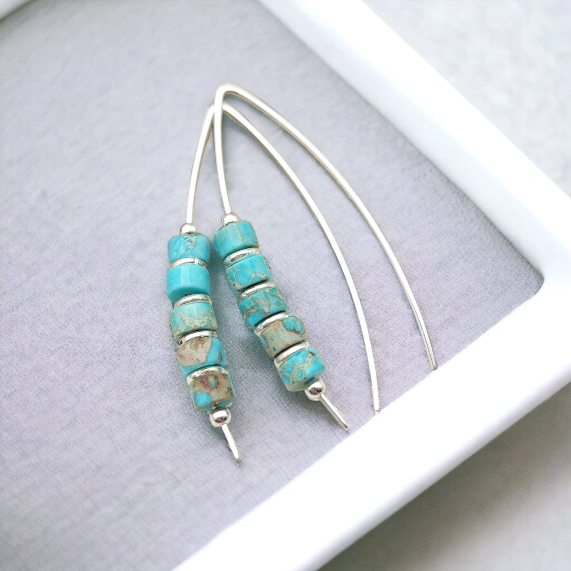 Modern Turquoise and Sterling Silver Threaders - Boho style