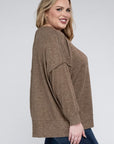 Plus Brushed Melange Drop Shoulder Sweater