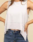 Shark Bite Side Slit Short Sleeveless Top